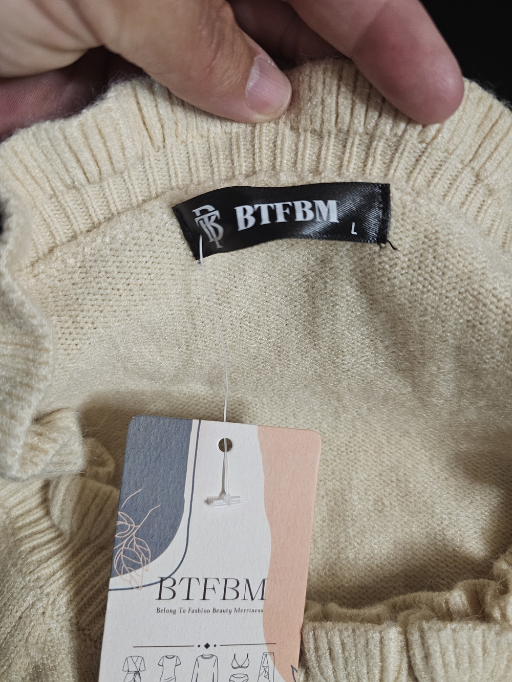 BTFBM Ivory Sweater Lg NWT - Picture 6 of 11